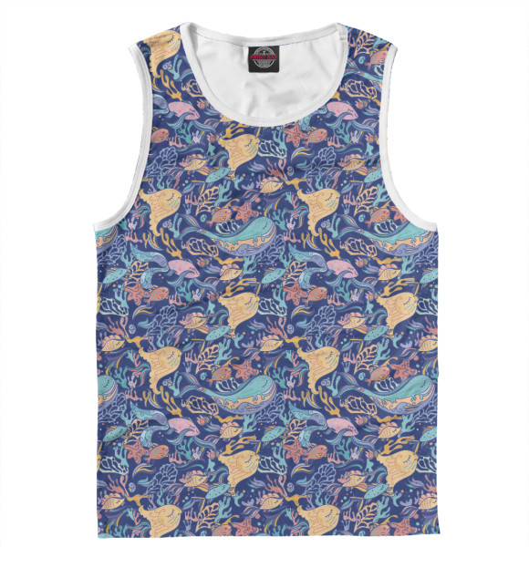 Майка для мальчика с притом Морские рыбки цвета Белый Майка для мальчика с изображением Морские рыбки цвета Белый