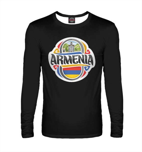 Мужской лонгслив с изображением Армения цвета Белый