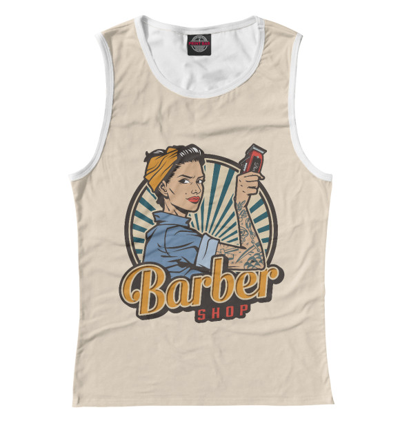 Женская майка с изображением Barbershop цвета Белый