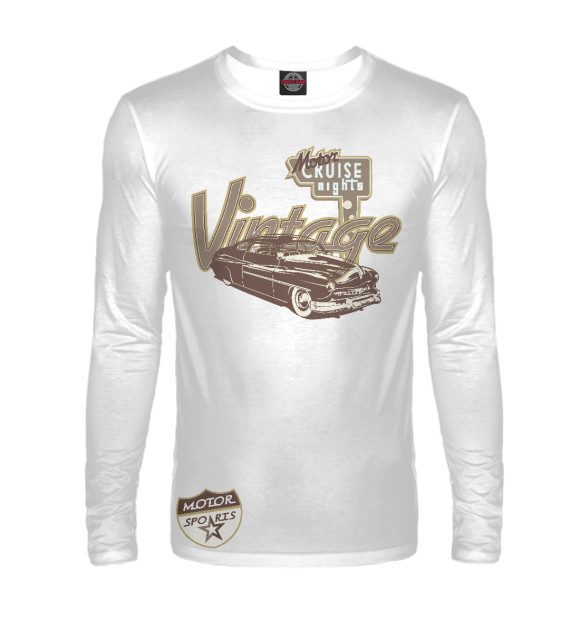 Мужской лонгслив с изображением Vintage moto sport цвета Белый