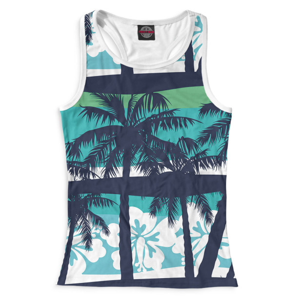 Женская майка-борцовка с изображением Пальмы цвета Белый