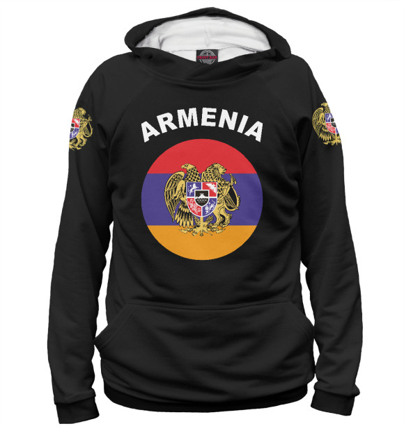 Мужское худи с изображением Армения цвета Белый