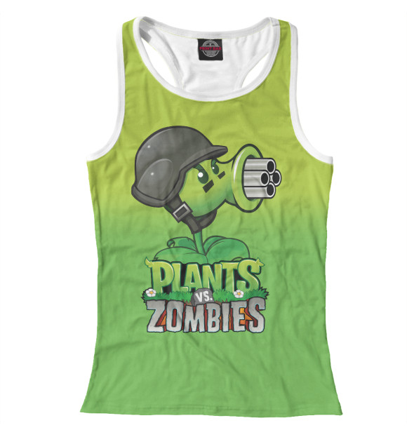 Женская майка-борцовка с изображением Plants vs. Zombies цвета Белый