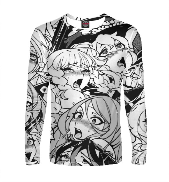 Мужской лонгслив с изображением Ahegao | Ахэгао цвета Белый