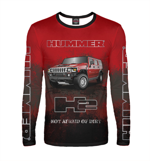 Мужской лонгслив с изображением Hummer H2 Red цвета Белый