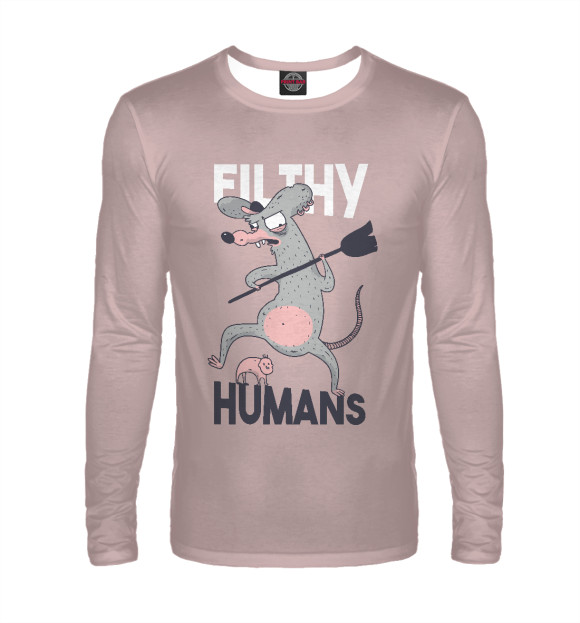 Мужской лонгслив с изображением Filthy humans цвета Белый