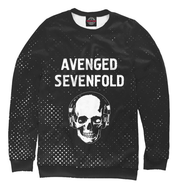 Свитшот для девочек с изображением Avenged Sevenfold + Череп цвета Белый