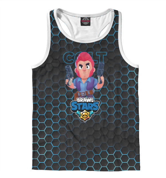 Мужская майка-борцовка с изображением Кольт. Brawl Stars цвета Белый