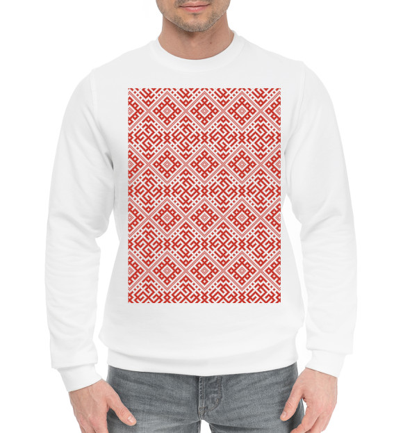 Мужской хлопковый свитшот с изображением Сварожич цвета Белый