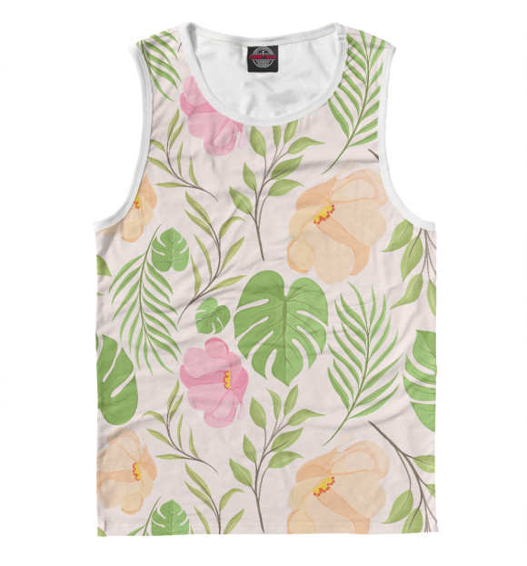 Майка для мальчика с изображением Pink flowers (pattern) цвета Белый