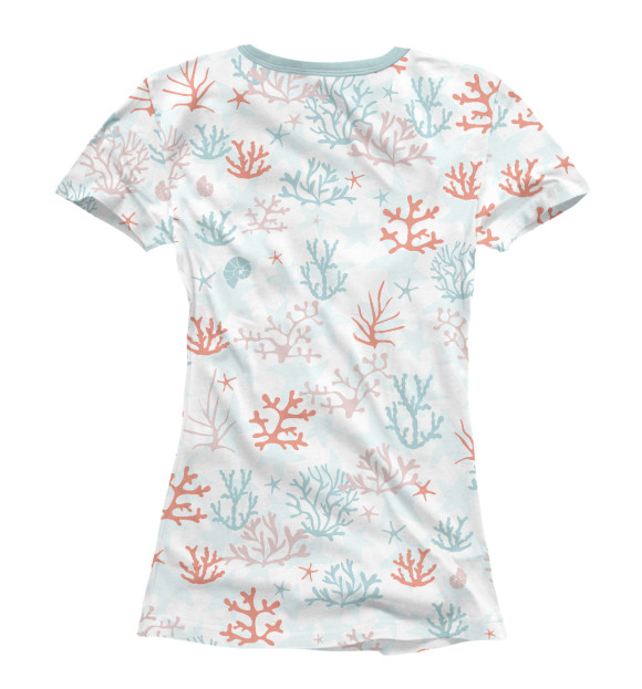 Футболка для девочек с притом Кораллы и ракушки цвета Белый Футболка для девочек с изображением Кораллы и ракушки цвета Белый