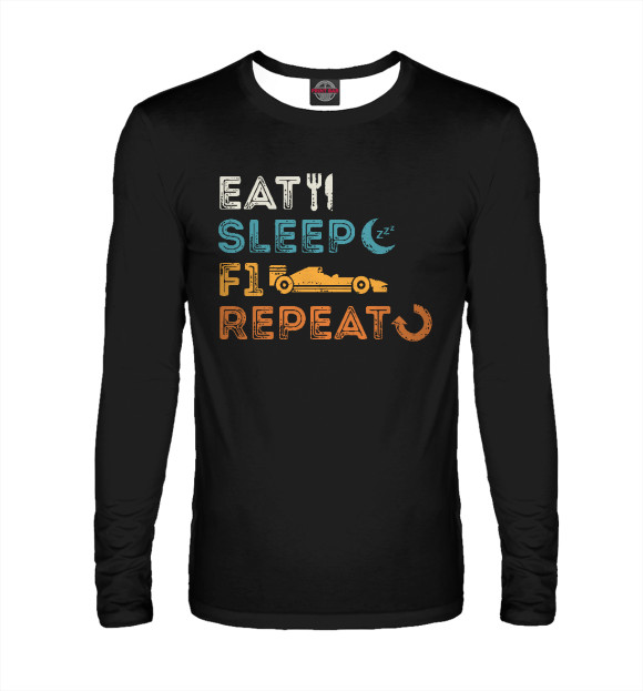 Мужской лонгслив с изображением Eat, Sleep, F1 цвета Белый