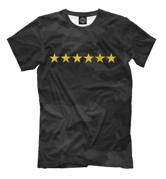 Мужская футболка с изображением 6 звёзд цвета Белый