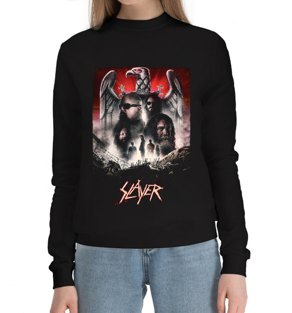 Женский хлопковый свитшот с изображением Slayer цвета Черный