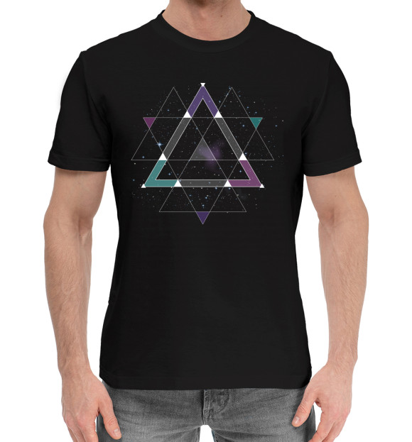 Мужская хлопковая футболка с изображением Geometry цвета Черный