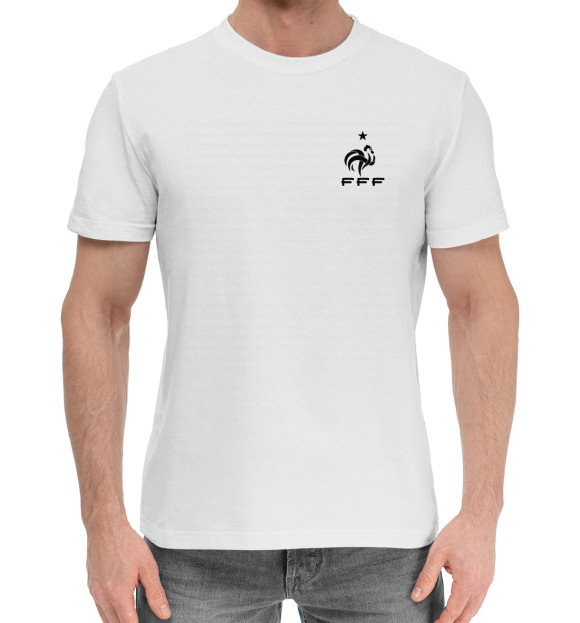 Мужская хлопковая футболка с изображением Сборная Франции цвета Белый