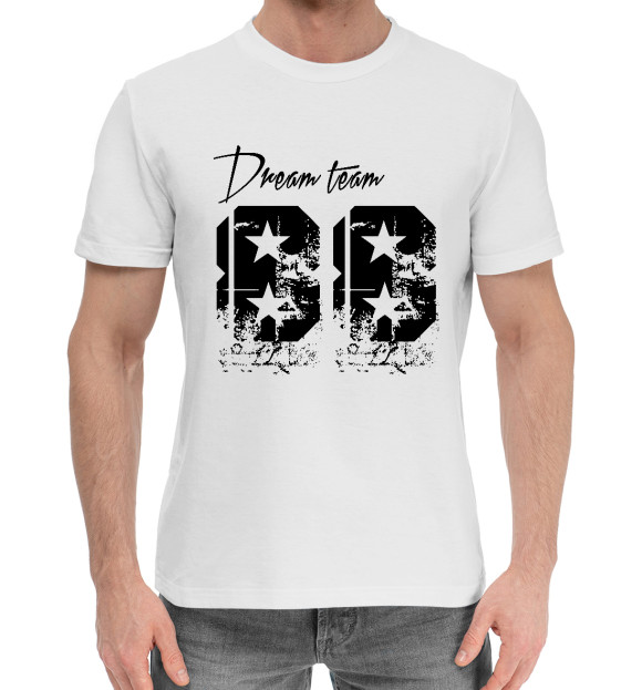 Мужская хлопковая футболка с изображением Dream team 88 цвета Белый