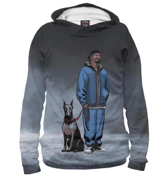Мужское худи с изображением Snoop Dogg цвета Белый