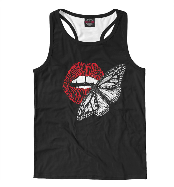 Мужская майка-борцовка с притом Бабочка и губы цвета Белый Мужская майка-борцовка с изображением Бабочка и губы цвета Белый