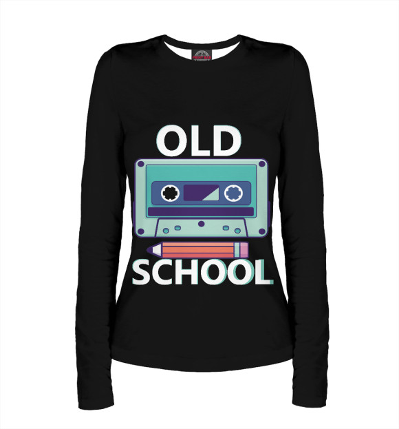 Женский лонгслив с изображением Old School Здесь цвета Белый