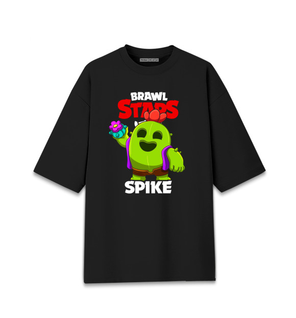 Мужская футболка оверсайз с изображением Brawl Stars, Spike цвета Черный