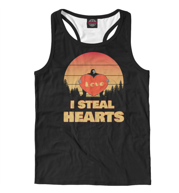 Мужская майка-борцовка с изображением I steal hearts цвета Белый