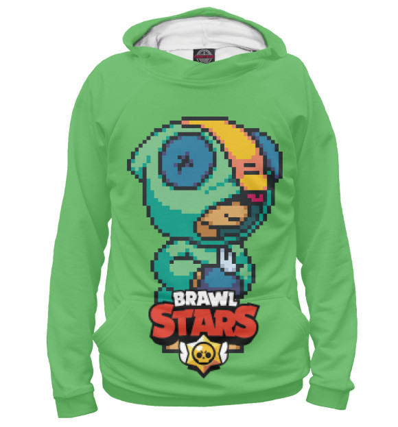 Женское худи с изображением Brawl Stars Leon 8 бит цвета Белый