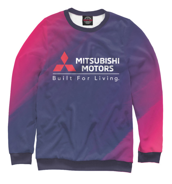 Мужской свитшот с изображением Mitsubishi / Митсубиси цвета Белый