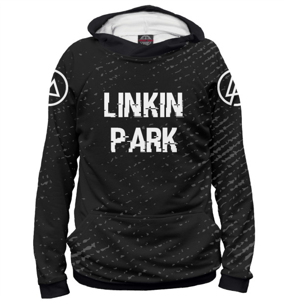 Мужское худи с изображением Linkin Park Glitch Black цвета Белый