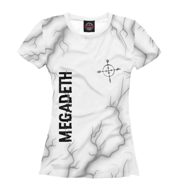 Женская футболка с изображением Megadeth Glitch Light цвета Белый