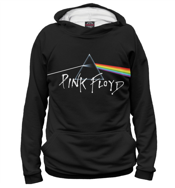 Женское худи с изображением Pink Floyd: Пинк Флойд лого и радуга цвета Белый
