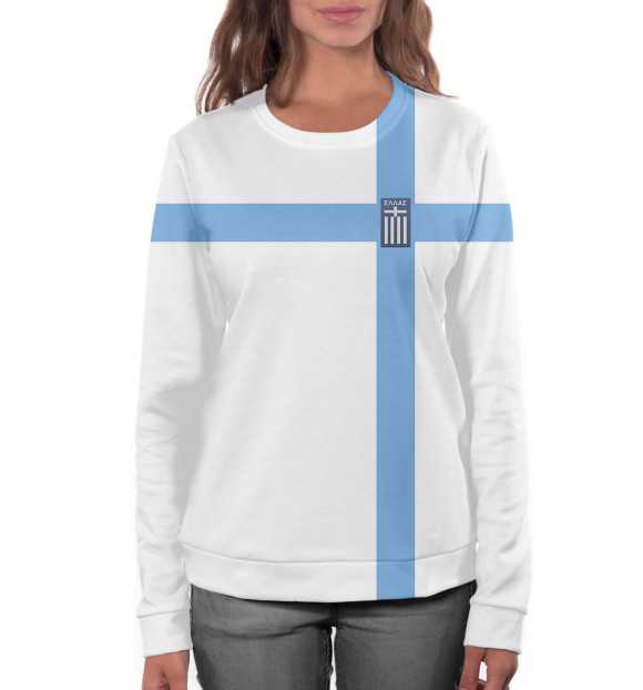 Женский свитшот с изображением Сборная Греции цвета Белый