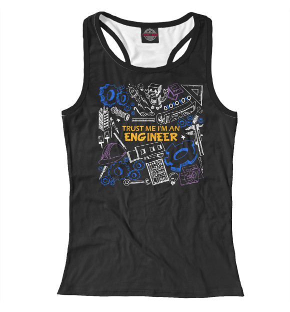 Женская майка-борцовка с изображением Инженер цвета Белый