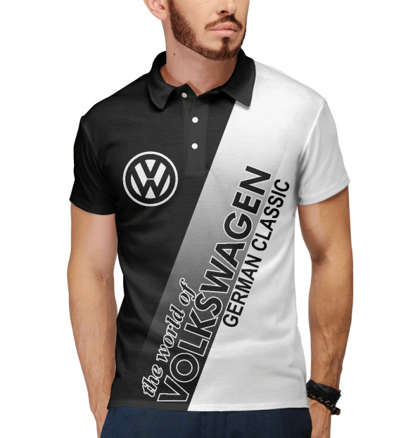 Мужское поло с изображением Volkswagen цвета Белый