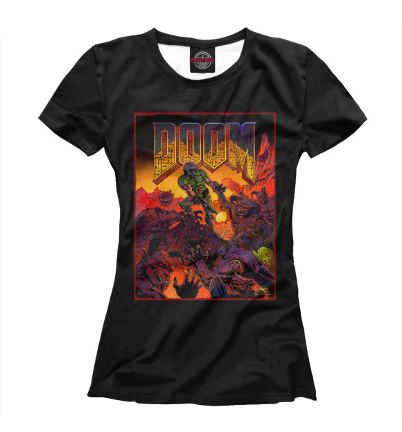 Футболка для девочек с изображением DOOM Classic цвета Белый