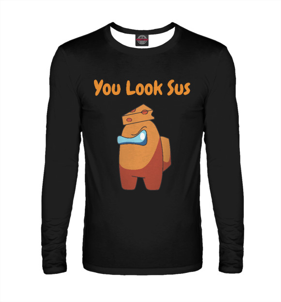 Мужской лонгслив с изображением You Look Sus цвета Белый
