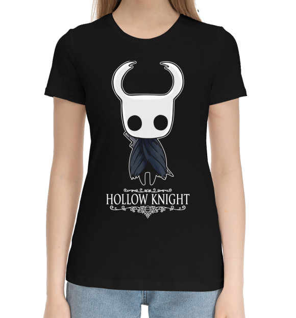 Женская хлопковая футболка с изображением Hollow Knight цвета Черный