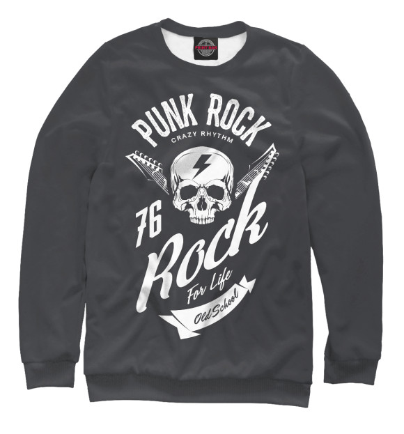 Свитшот для девочек с изображением Punk Rock цвета Белый