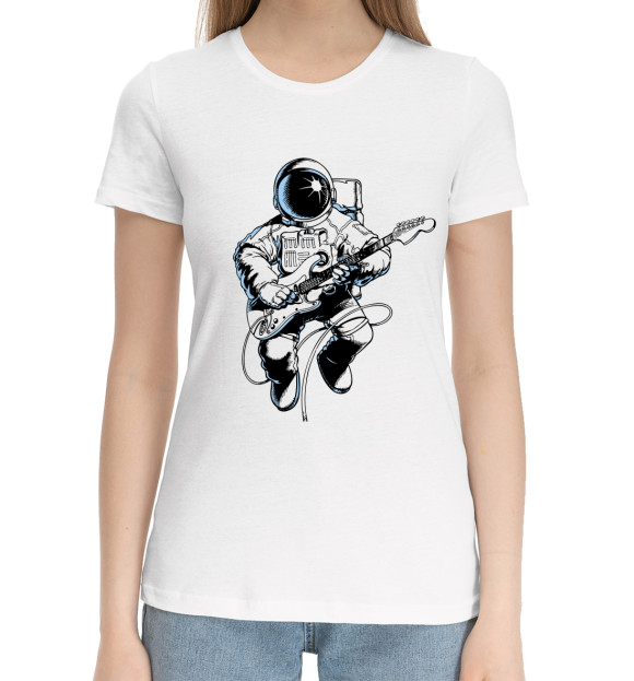 Женская хлопковая футболка с изображением Space rock цвета Белый