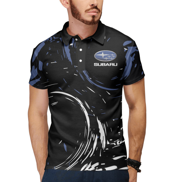Мужское поло с изображением Subaru цвета Белый