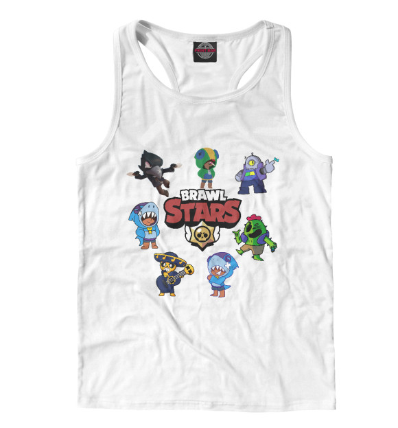 Мужская майка-борцовка с изображением Brawl Stars цвета Белый