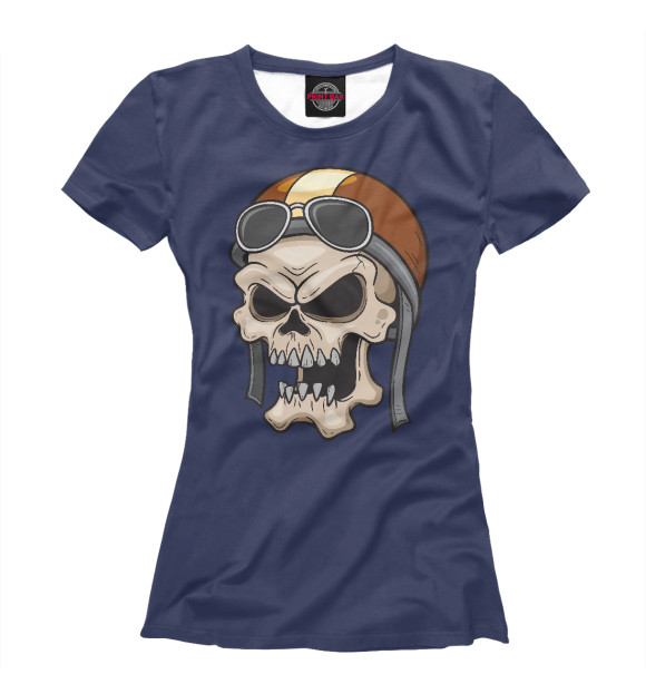 Женская футболка с изображением Skull Pilot цвета Белый