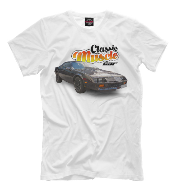 Мужская футболка с изображением Classic muscle car chevrolet camaro цвета Белый