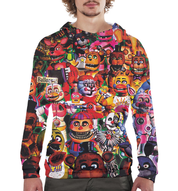 Мужское худи с изображением fnaf цвета Белый