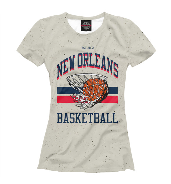 Женская футболка с изображением New Orleans Basketball цвета Белый