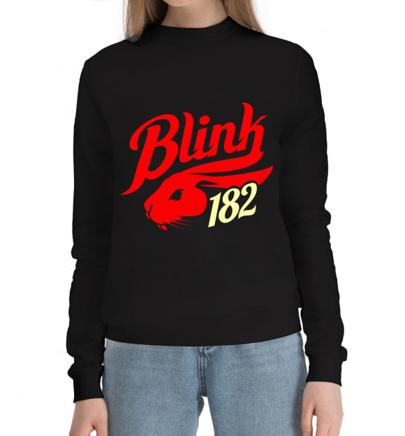 Женский хлопковый свитшот с изображением Blink 182 цвета Черный