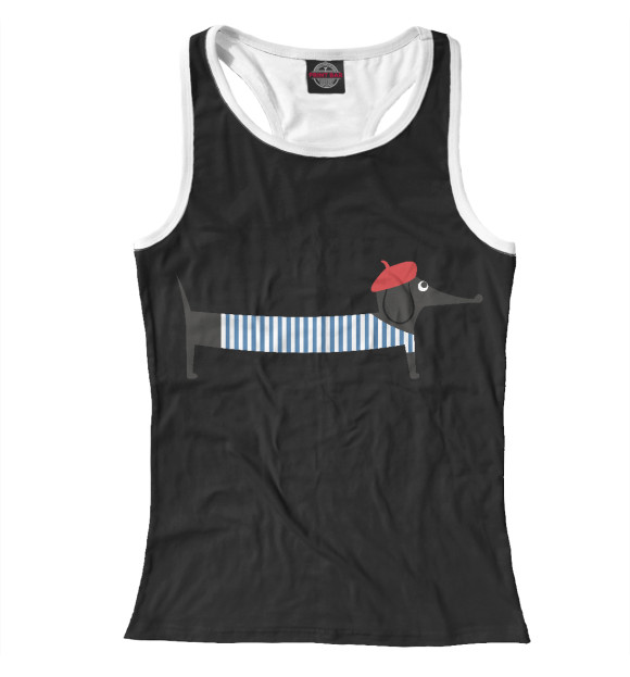 Женская майка-борцовка с изображением Французская такса цвета Белый