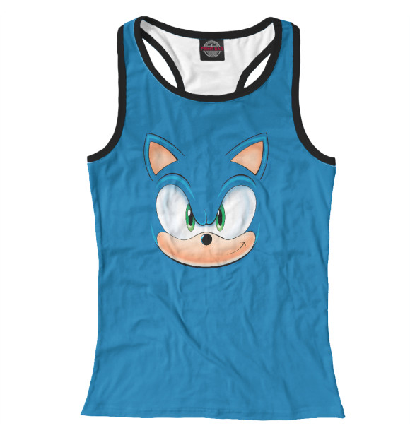 Женская майка-борцовка с притом Sonic цвета Белый Женская майка-борцовка с изображением Sonic цвета Белый