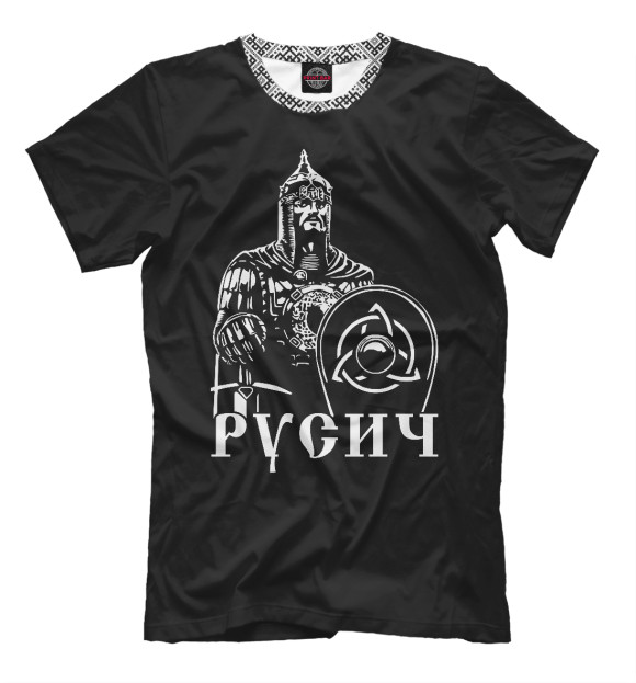 Футболка для мальчиков с изображением Русич цвета Черный