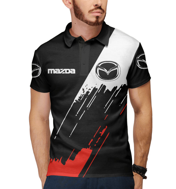 Мужское поло с изображением Mazda цвета Белый